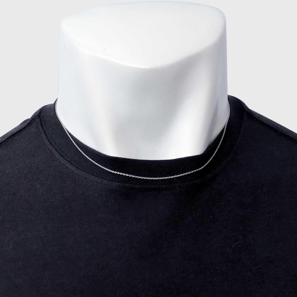 Lala Christie Platinum Pt850 Round Azuki Chain Necklace with Slide Adjuster, Adjustable Length, 1.1mm Wide, Approximately 2.8g, 45cm Long (lc97-0035)