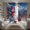 2 шт. HD Рождественская снежная горная сельская декоративная занавеска со снеговиком Синяя занавеска с цифровой печатью в стиле домашнего декора