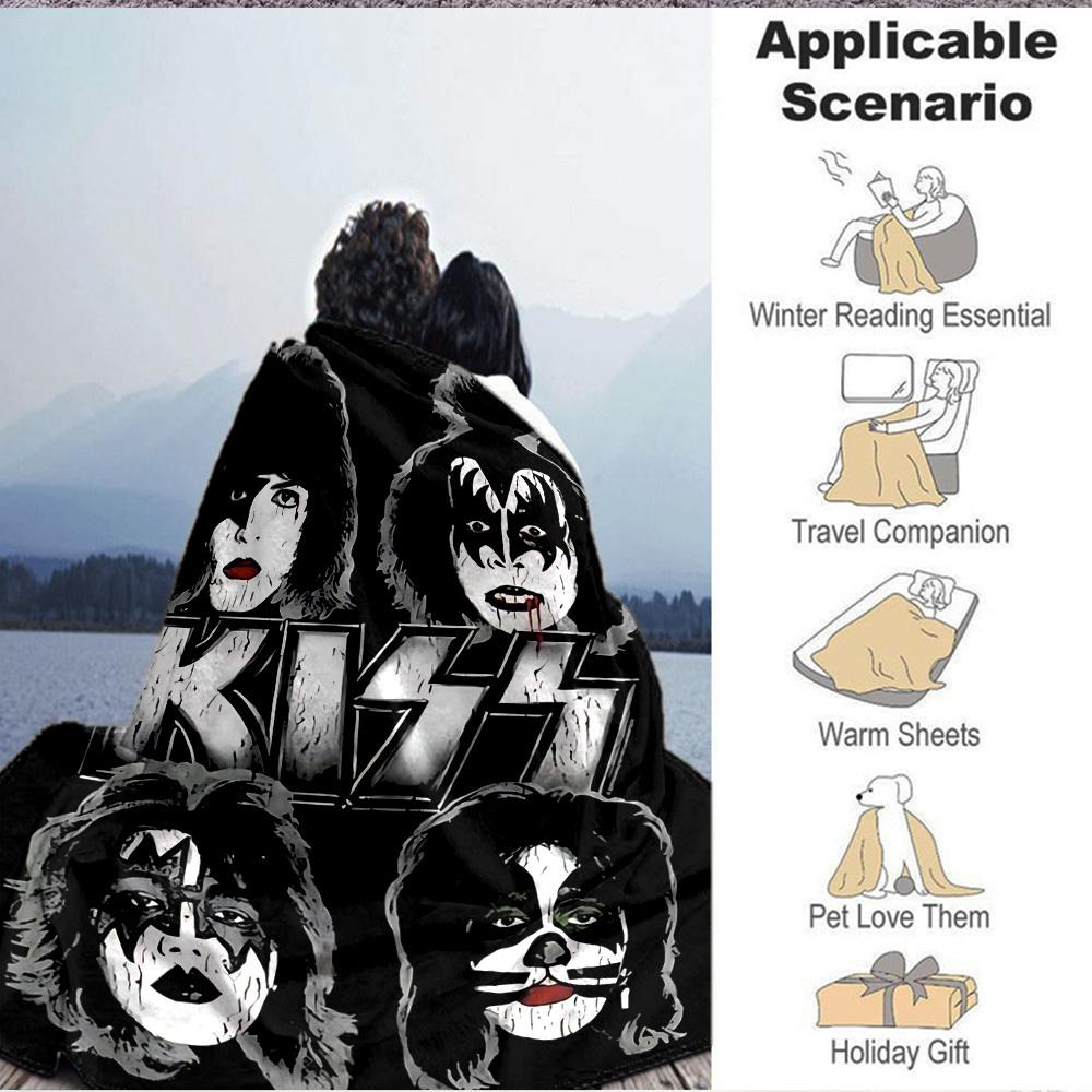 1 шт. Фланелевое одеяло группы KISS, Мягкое, приятное для кожи, с цифровой печатью, Различные размеры в наличии для семьи, друзей, на день рождения