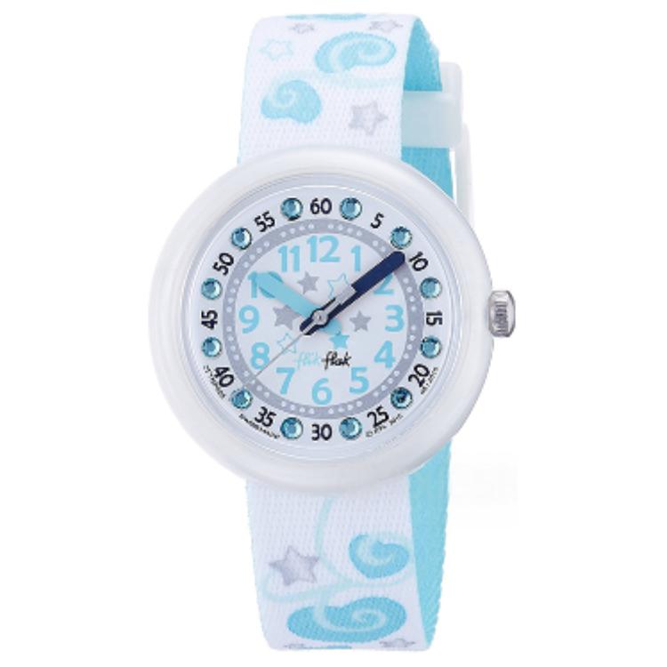 Swatch Flik Flak серия Feifei кварцевый механизм 30 метров водозащита детские швейцарские часы 36мм белый циферблат пластиковый корпус тканевый ремешок FTNP005-STD