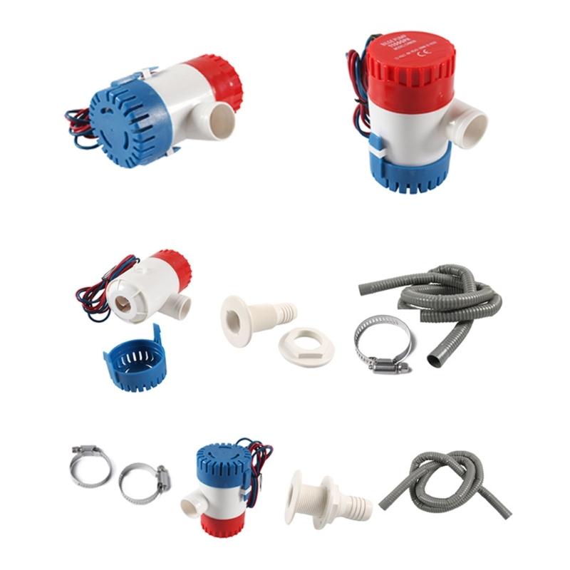 Мощный трюмный насос из ПВХ, 1100 галлонов в час с дренажным комплектом, хомуты для шлангов, фитинг через корпус для автодома, парусных лодок, яхт, водного транспорта