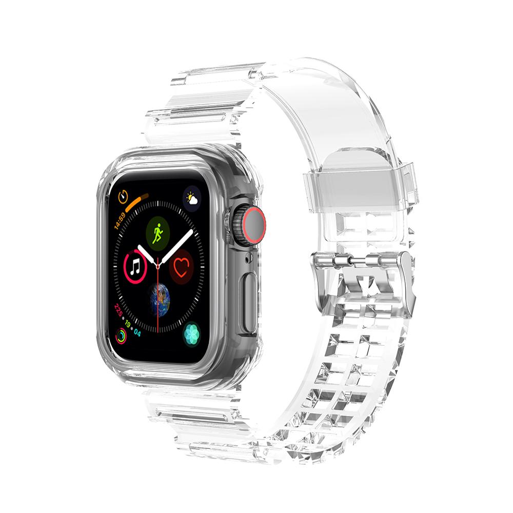 Прозрачный ремешок + чехол для Apple Watch Series 8 7 6 SE 5 4 45 мм 44 мм 42 мм 41 мм прозрачный ремешок из ТПУ для iwatch 3 2 1 38 мм 40 мм