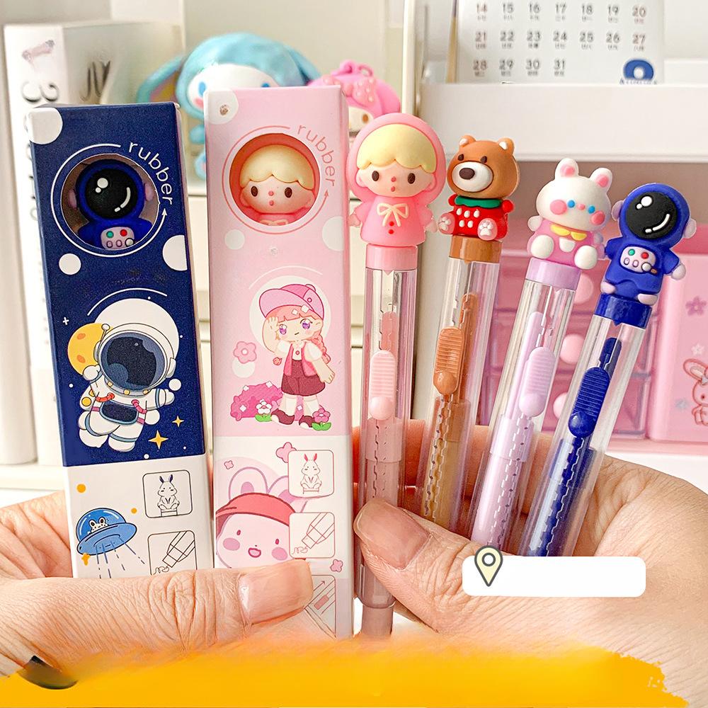 1 шт., кавайный ластик, креативный выдвижной стиль, канцелярский ластик для детей, милый ластик для карандашей с животными, студенческие принадлежности