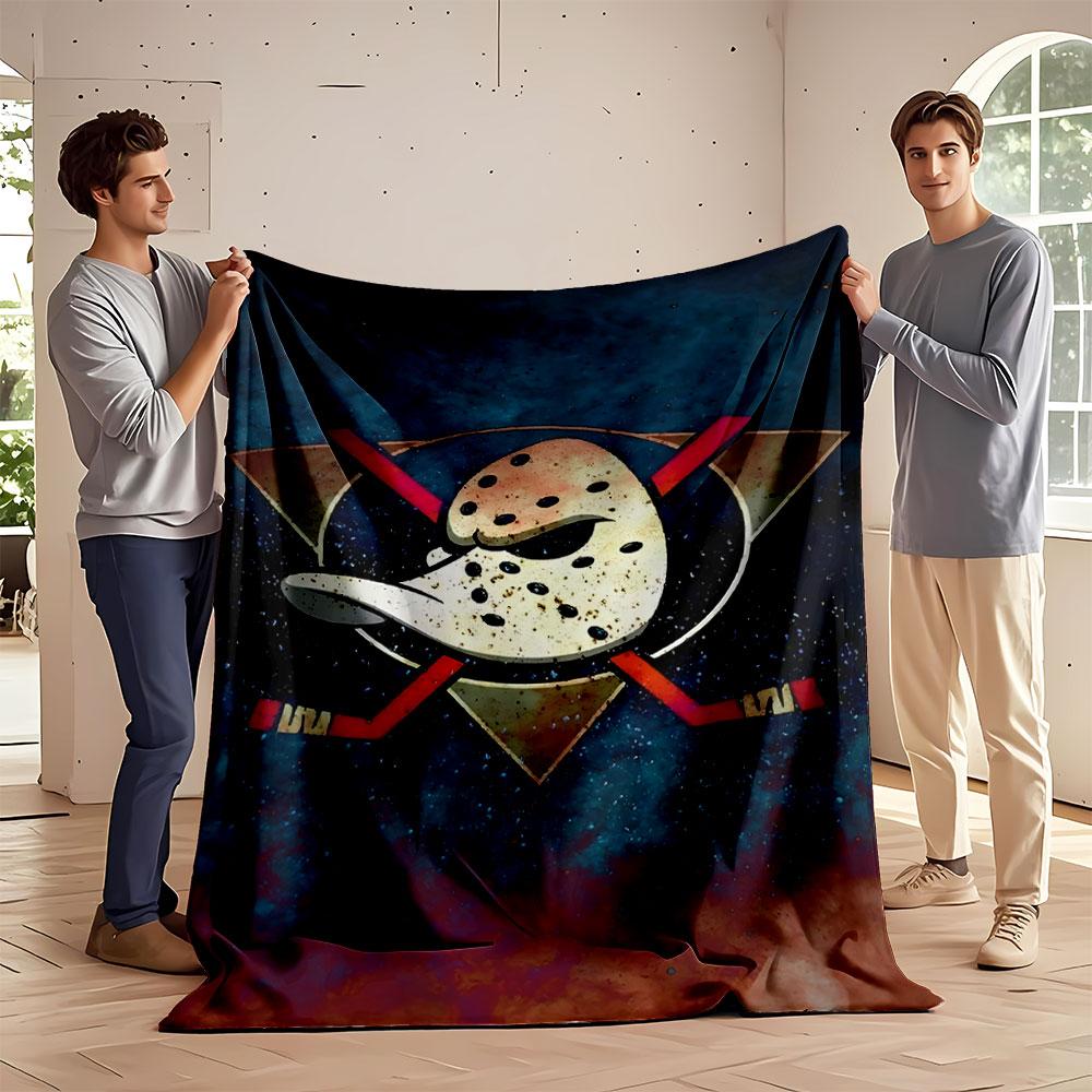 Hockey Mask Emblem on Fire Background print blanket soft and cozy perfect for the living room bed sofa or a nap,gift