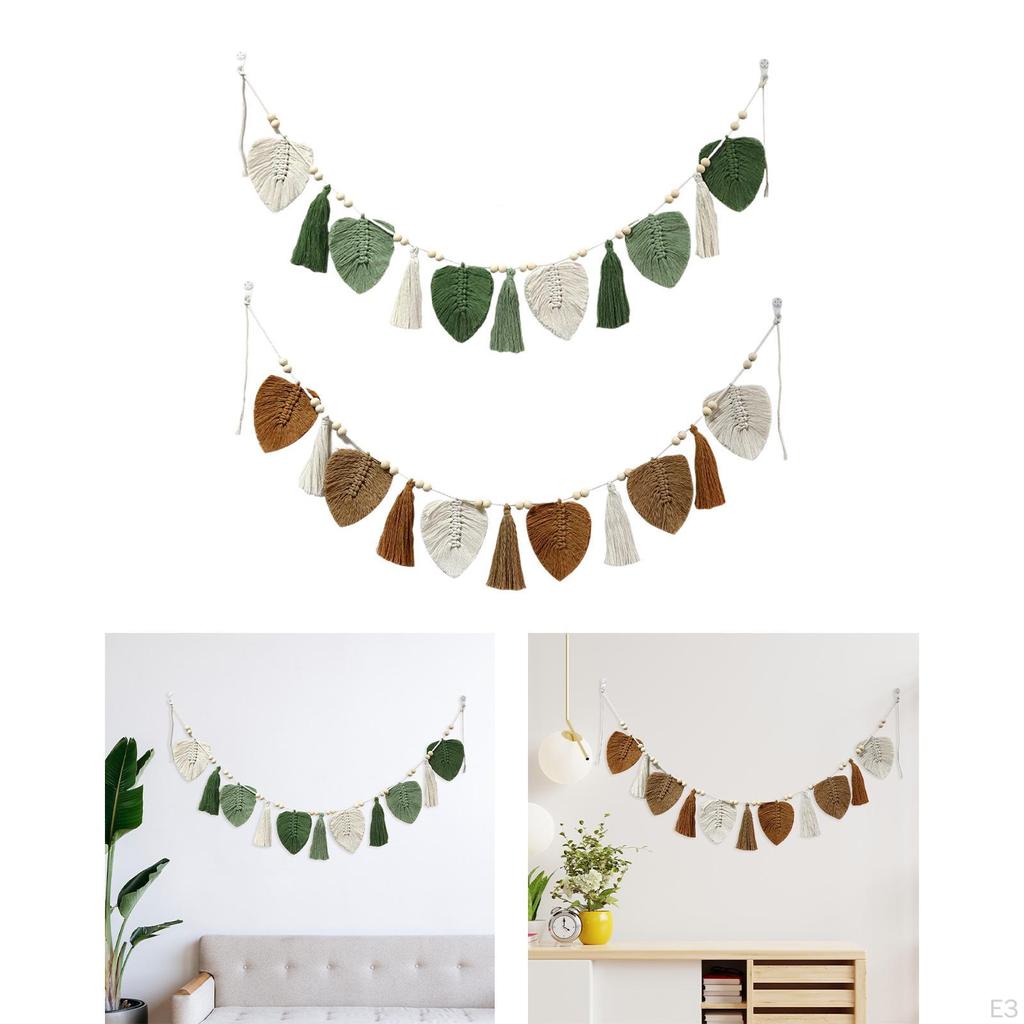 Bohemian Macrame Leaves Wall Hanging Backdrop Art Decor Chic Leaf Woven