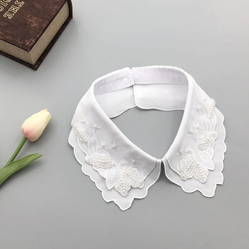 Белая черная рубашка с искусственным воротником для женщин, кружевной ажурный съемный воротник, ромбовидный лацкан, рубашка, блузка, топ, ожерелье, аксессуары для одежды