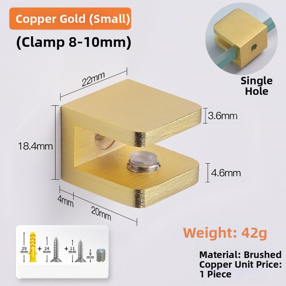 1pc Sturdy Brass Glass Clamp Fixing Bracket For Bathroom Shelves Wine Cabinets Glass Partitions Easy Installation