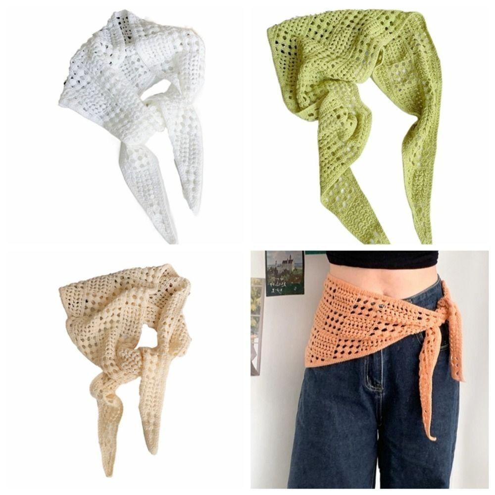Y2k Design Balletcore Shawl Hollow Knitted Headscarf Retro Triangle Scarf  Female Fashion