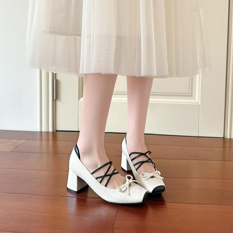 Винтажные туфли Мэри Джейн на толстом каблуке с квадратным носком, сочетающиеся по цвету, туфли-лодочки на высоком каблуке, балетки феи, серебристые туфли с перекрестным ремешком