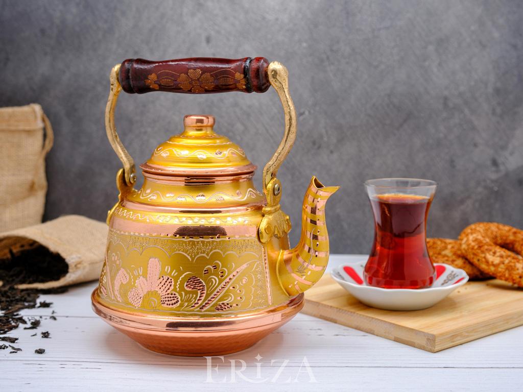Старинный заварной чайник из цельной кованой меди 1,6 литра 108 унций