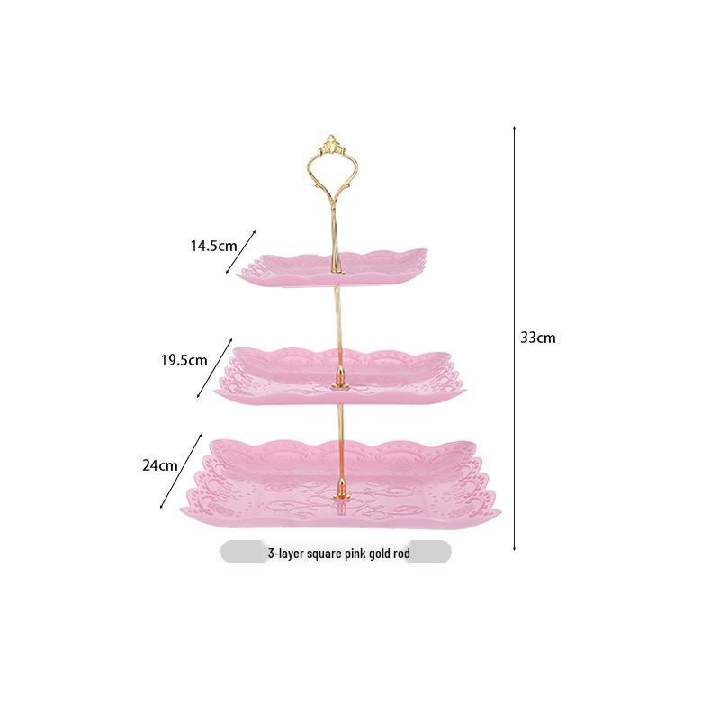 Трехъярусная подставка для торта к европейскому полуденному чаю - креативный многослойный пластиковый поднос для десертов и фруктовая тарелка