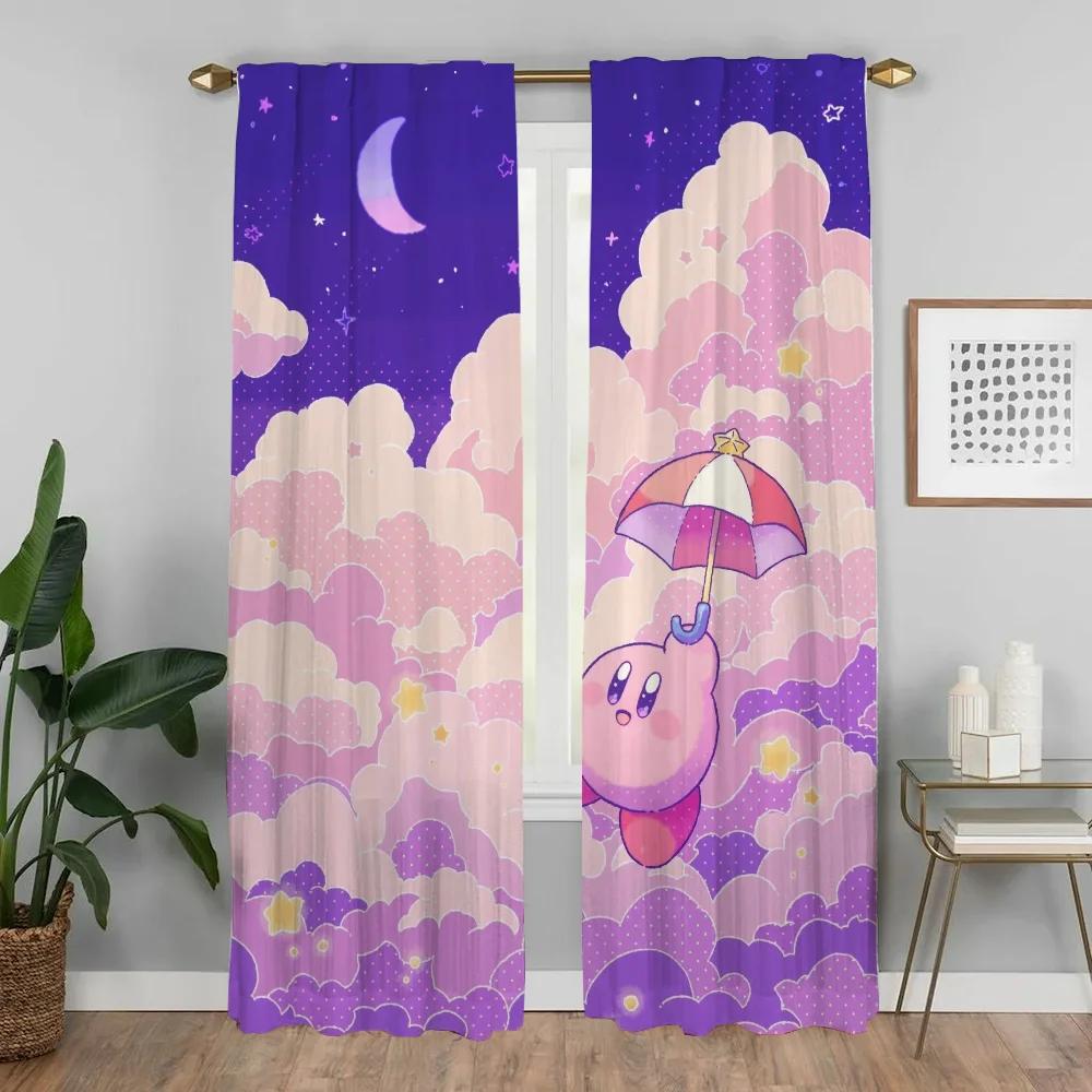 Kawaii Cartoon K-Kirbys Blackout Curtain for Room 2 Panel Curtains for Bedroom Shades Partition Home Interior Curtains Living