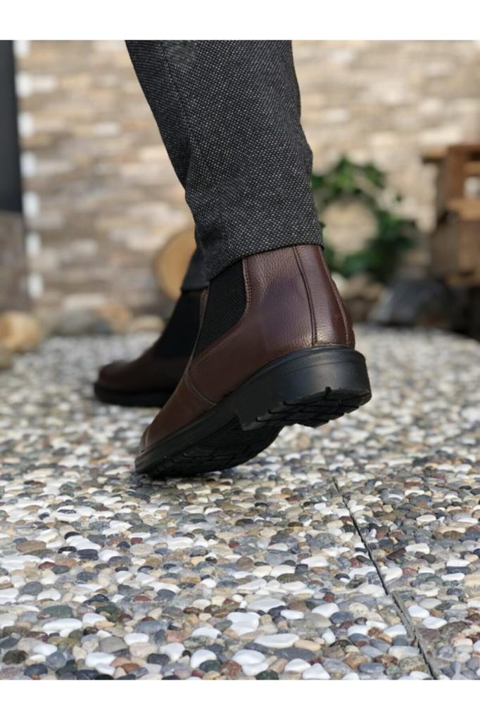 Men's Fashion Faux Leather Flat Heeled Booties Muzan Chelsea Boots Shoes