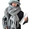 Women Winter Scarf Solid Color Lightweight Soft Warm Scarf with Tassel Trim Cold Weather Imitation Cashmere Scarf