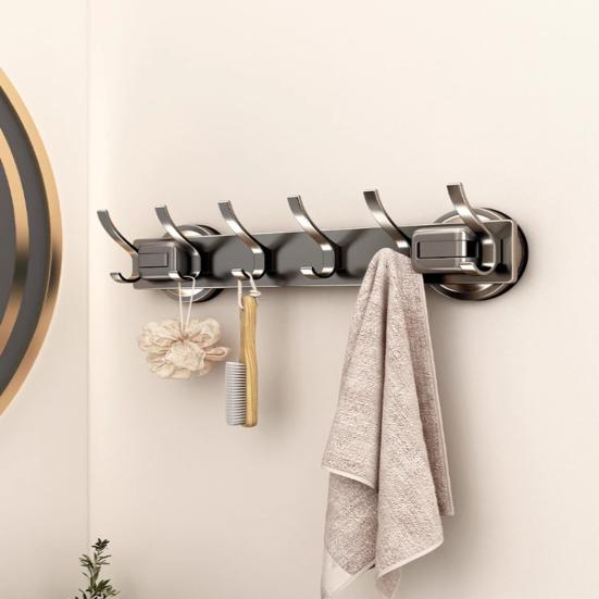 Крючок для ванной с надежной присоской, из космического алюминия, без инструментов, настенный, сверхпрочный, вешалка для ванной