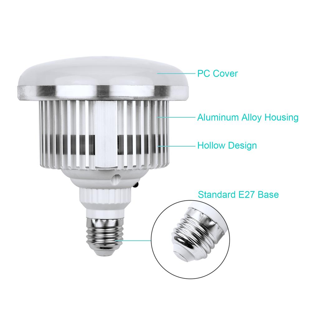 85W LED Light Bulb 3000K-6500K Photography Lamp Bulb Energy-saving Adjustable Brightness E27 Mount