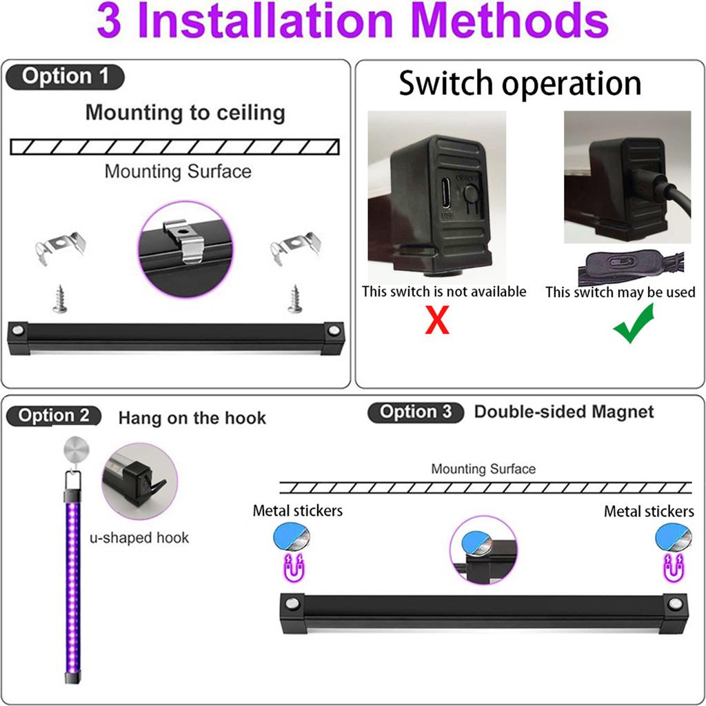 Портативный светодиодный УФ-светильник высокого качества, флуоресцентная черная трубка, домашнее барное сценическое освещение для вечеринок, барных вывесок, KTV и художественных дисплеев