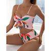 Купальник женский сплит-принт с высокой талией и треугольным бантом, бикини из трех частей