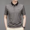 Новая летняя мужская крутая полосатая рубашка-поло для молодежи и среднего возраста, модная повседневная футболка с короткими рукавами, мужская нижняя рубашка