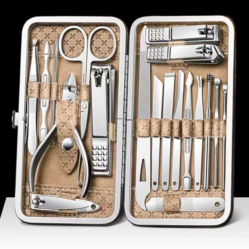 Hot Sale 4-Color Nail Clipper Set 8/12/16/19 in 1 Manicure & Pedicure Grooming Kit Stainless Steel Nail Cutter Tools Home Use
