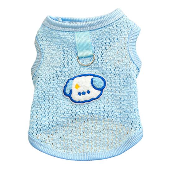 Dog Cooling Shirt Summer Puppy Tank Top Breathable Hollow Sleeveless Vest with Cartoon Dog Pattern for Small Medium Dogs