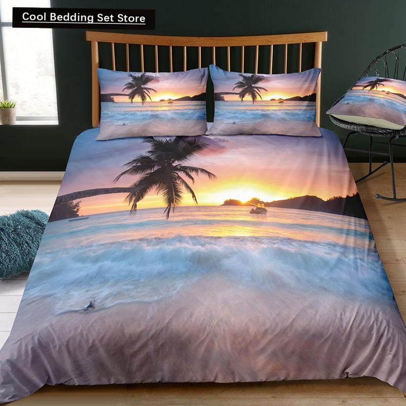 Dream NS современный природный комплект постельного белья 3D цифровая печать пляжная кокосовая роща летняя спальня пододеяльник наволочка комплект постельного белья