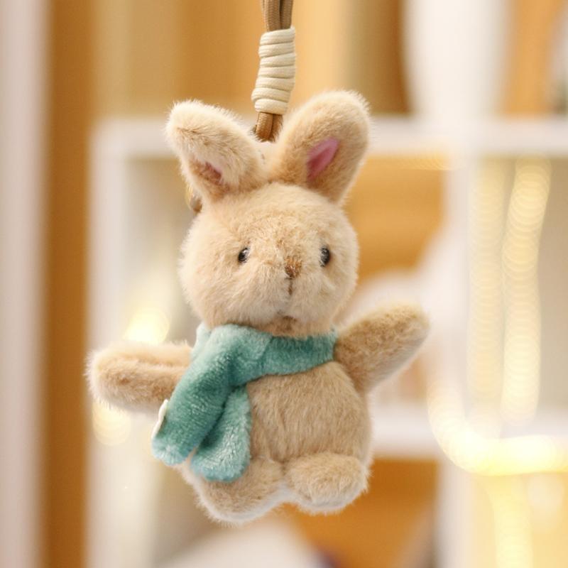 Scarf Plush Rabbit Doll Keychain Toy Animal Pendant Backpack Gift Decoration