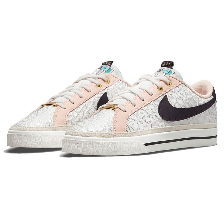 Serena Williams Design Crew x Nike Court Legacy Белые Бледно-коралловые Женские Кроссовки Summit-White Metallic-Gold Cave-Purple DJ1454-100