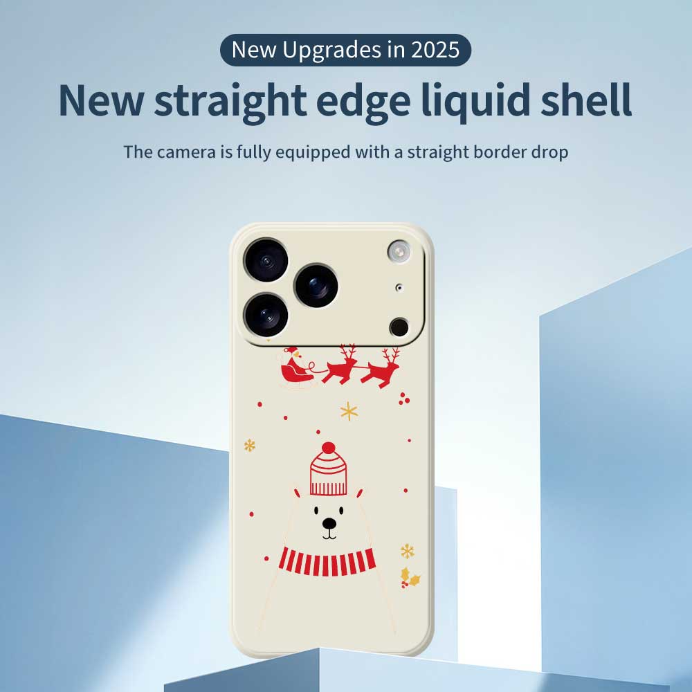 For iPhone 17 Pro Case Bear Pattern Printing Straight Edge TPU Phone Back Cover