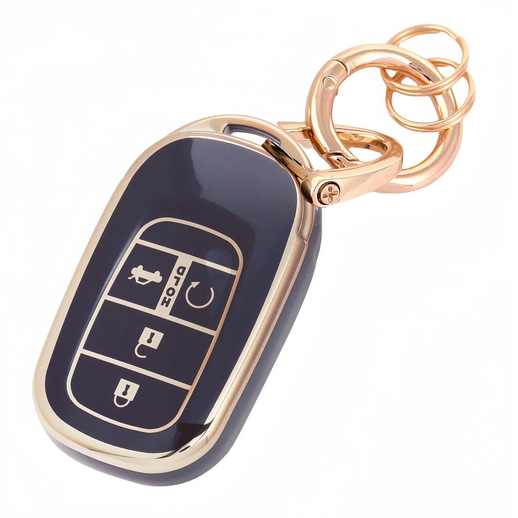 HOYZE Key Case, Key Cover, Cute, Car, Smart Key Case, Key Holder, Carabiner, Key Shell, Scratch Resistant, Lightweight, Gold Black