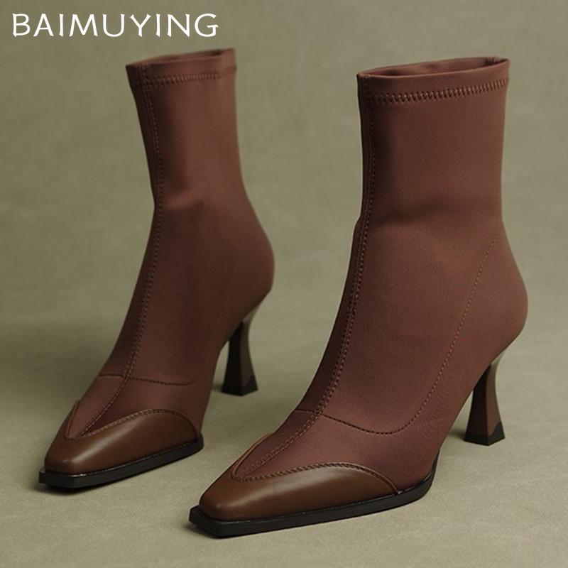 Острый носок на высоком каблуке женские ботильоны элегантные туфли-лодочки зимние женские 2024 тренд новые модные зимние ботинки готические повседневные туфли-лодочки