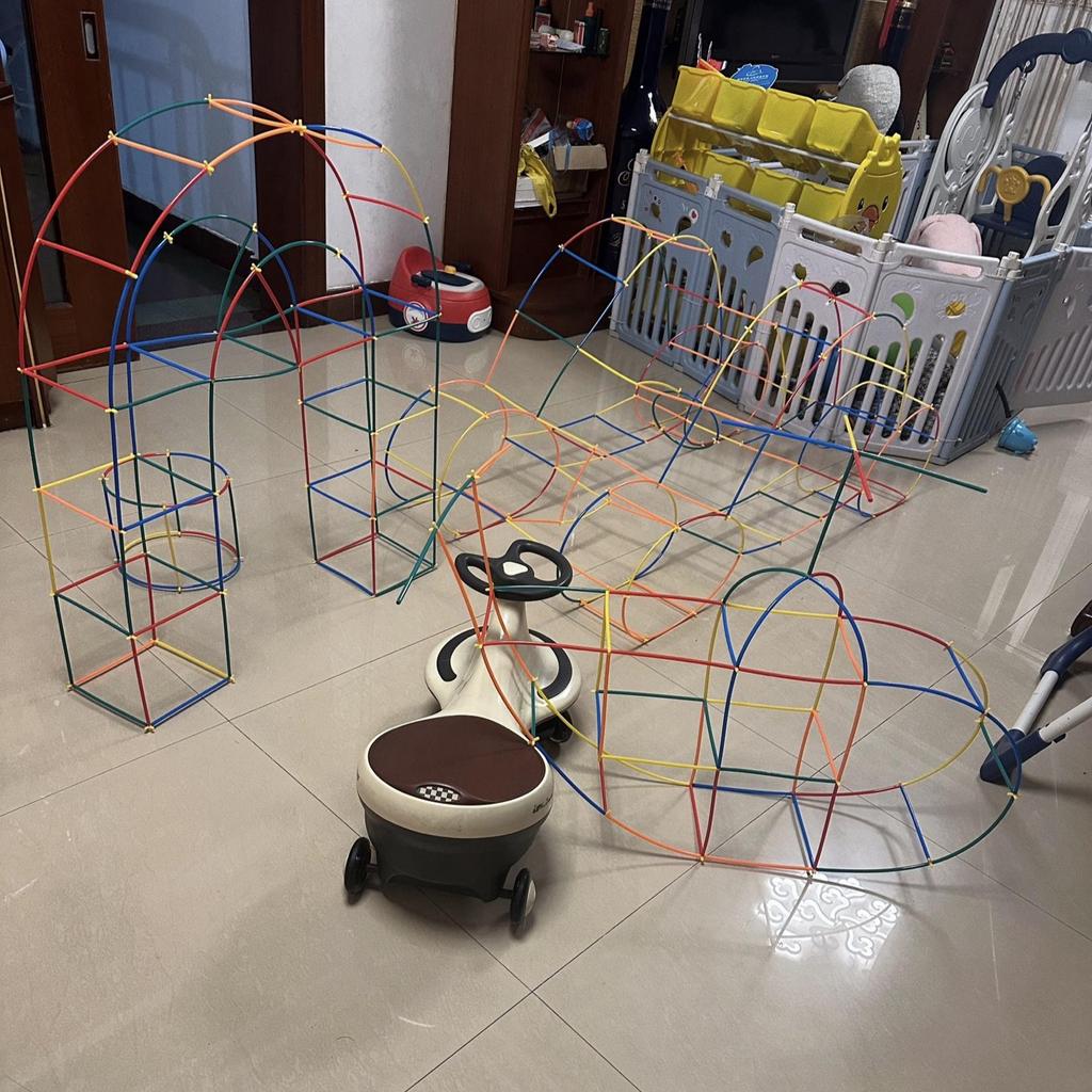 STEM Straw Builders Construction Set Large Pipe Connectors & Straws, Montessori Educational Toys for 3-10Year Olds