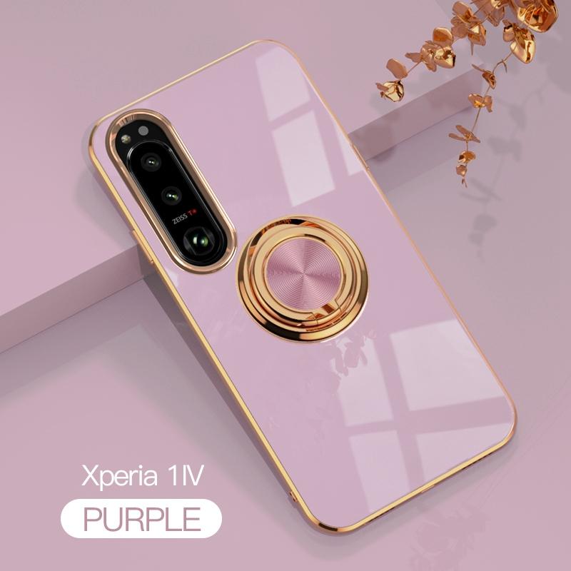 Роскошный силиконовый чехол-держатель с магнитным кольцом для Sony Xperia 1 5 10 III IV V ACE II противоударный гальванический чехол