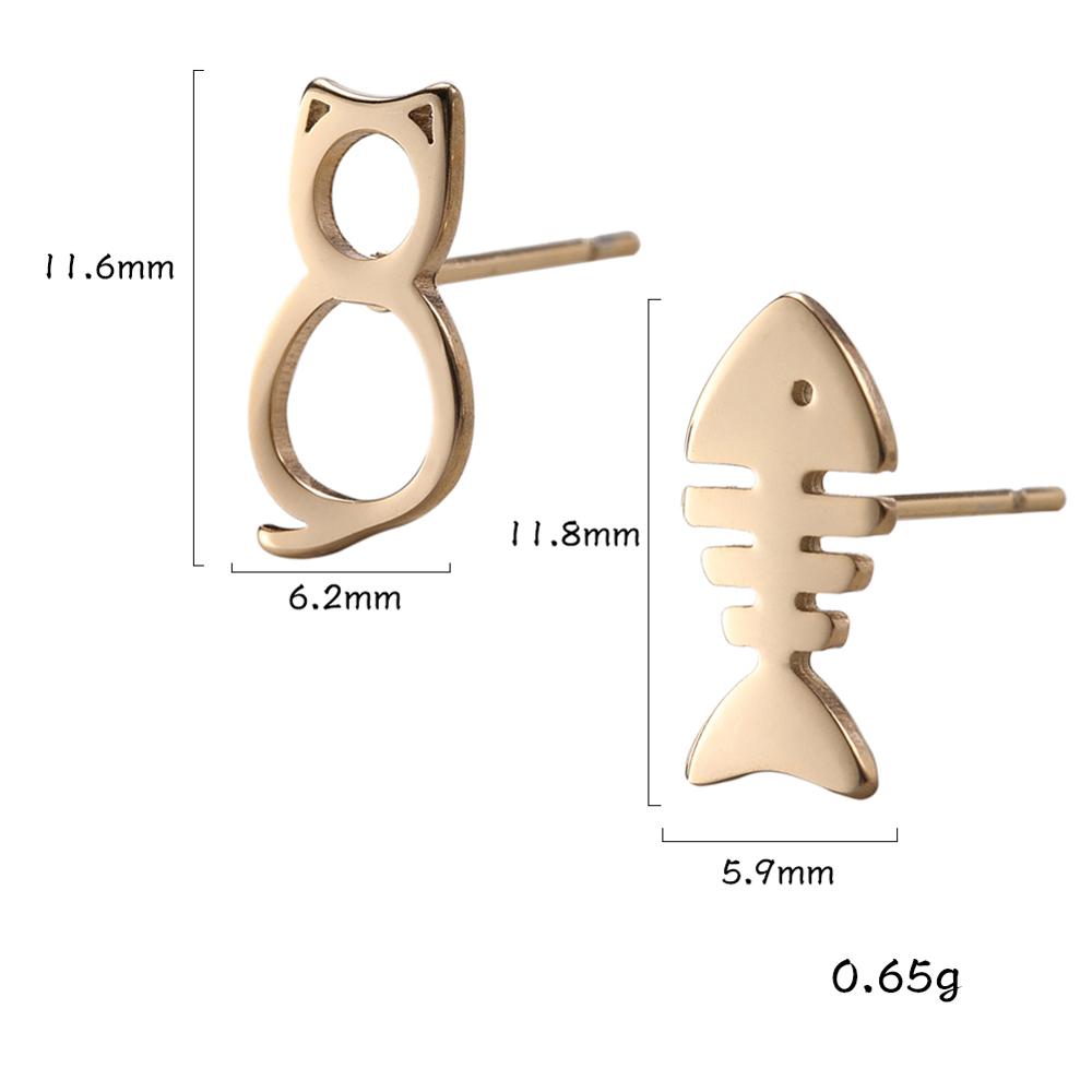 Xiaomi Skyrim Cute Animal Stud Earrings Flamingo Hedgehog Deer Chihuahua Rhinoceros Cat Fish Dog Paw Black Stainless Steel Earring Gift