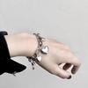 Trendy Japanese-Korean Aesthetic Love Shape Metal Chain Bracelet for Women and Students
