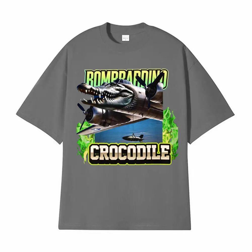 Bombardino Crocodilo Meme T-Shirt Men Women Short Sleeve Cotton Tees Funny Graphic T-shirt Y2k Outfit Summer Tops Men's Clothing