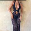 Spring Women's Dress Pure Style Spice Girl Slim Sexy Lace Deep V Cutout Dress