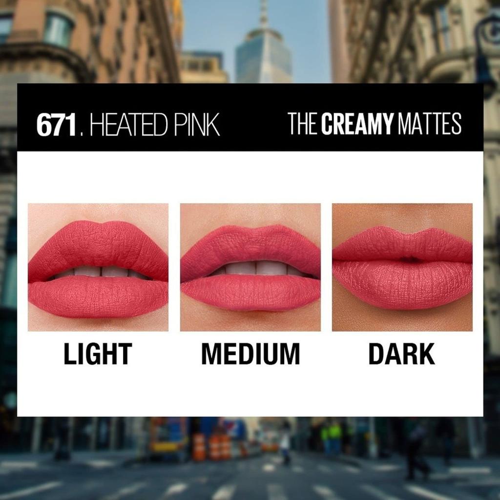 Maybelline New York Color Sensational Creamy Matte Lipstick Hydrating Long-Lasting 3.9g Intense Shades 671 Heated Pink
