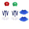 Octagonal Hat Cosplay Set: Parent-Child Style with Hat, Gloves, Beard & Suspenders for Adults & Kids