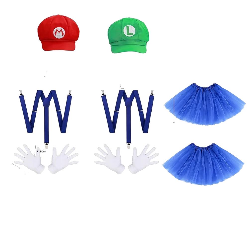 Octagonal Hat Cosplay Set: Parent-Child Style with Hat, Gloves, Beard & Suspenders for Adults & Kids