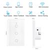Tuya WiFi Smart Light Switch 1/2/3 Gang Touch Switch Without Neutral Line US Standard Smart Life APP Control Work Alexa Google H