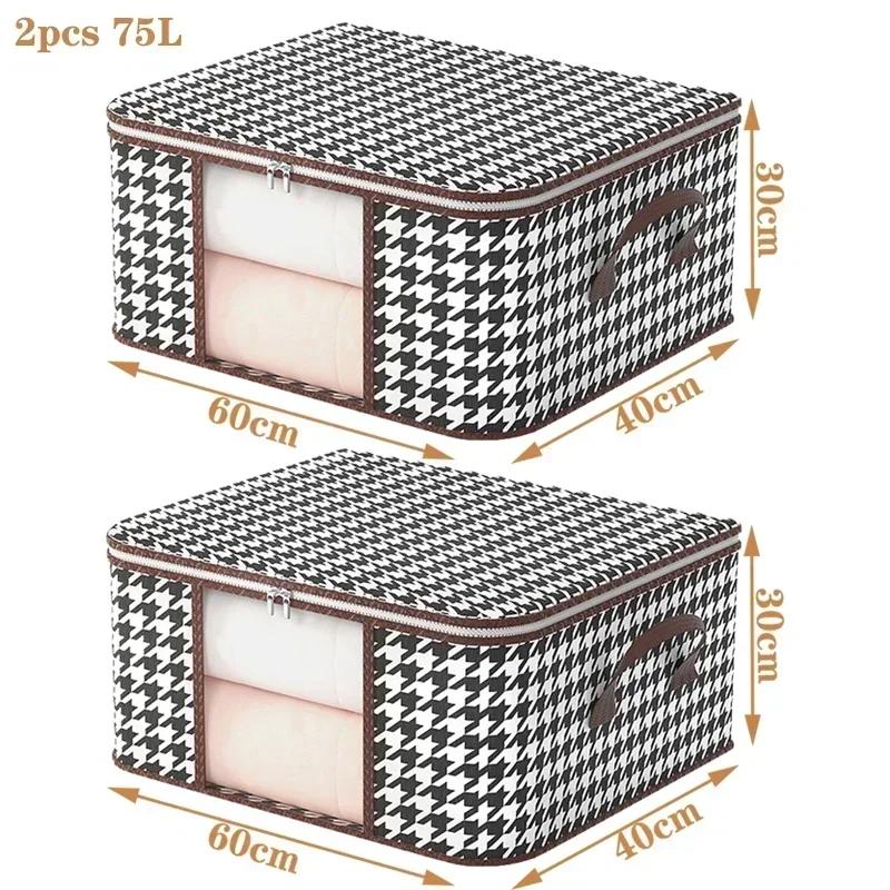 Видимый ящик для хранения большой емкости, портативный органайзер для одежды для дома с ручками, складной пылезащитный контейнер на молнии для одеял