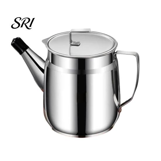Built-in Oil Filter Pan Stainless Steel Container with Fine Mesh 1500/2000ml Heat-Resistant Kitchen Storage Solution Jug for Frying Lard Grease