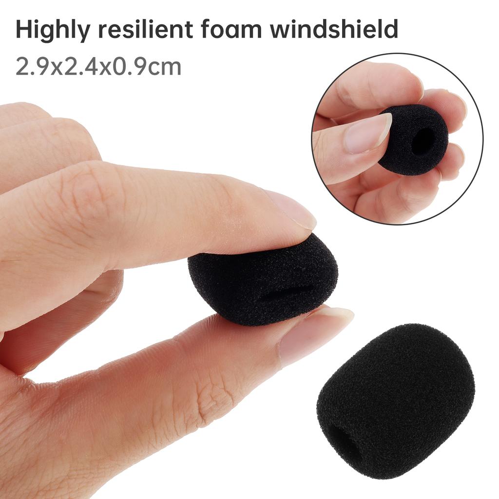 5pcs Black Foam Microphone Windscreens High-Density Covers for Headset and Lapel Mics
