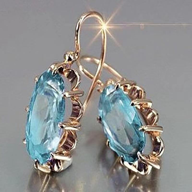 Винтажные серьги золотого цвета с синим кристаллом и цирконием для женщин, инкрустация камнем Cz, висячие серьги, женские свадебные украшения, подарки