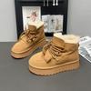 Теплые зимние ботинки из толстого бархата, женские новые кожаные универсальные ботинки на толстой подошве с круглым носком, хлопковые ботинки, тренд