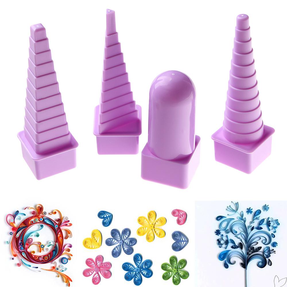 4pcs/set Quilling Plastic Tower Paper Craft Quilled Art Tool Bobbin