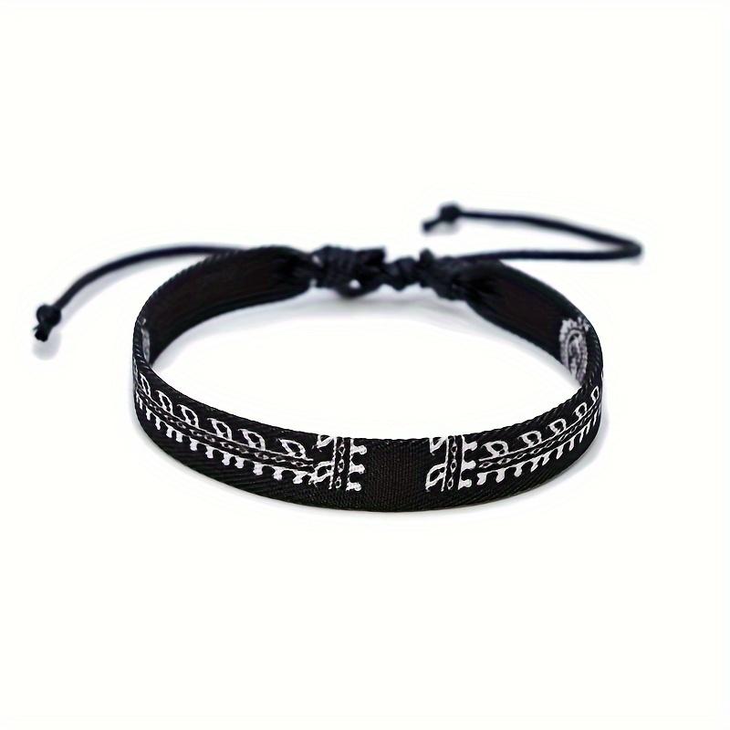 Fashion Crossover Printed Fabric Bracelet Ethnic Style Hand-woven Bracelet Set Simple Hemp Bracelet for Both Men and Women