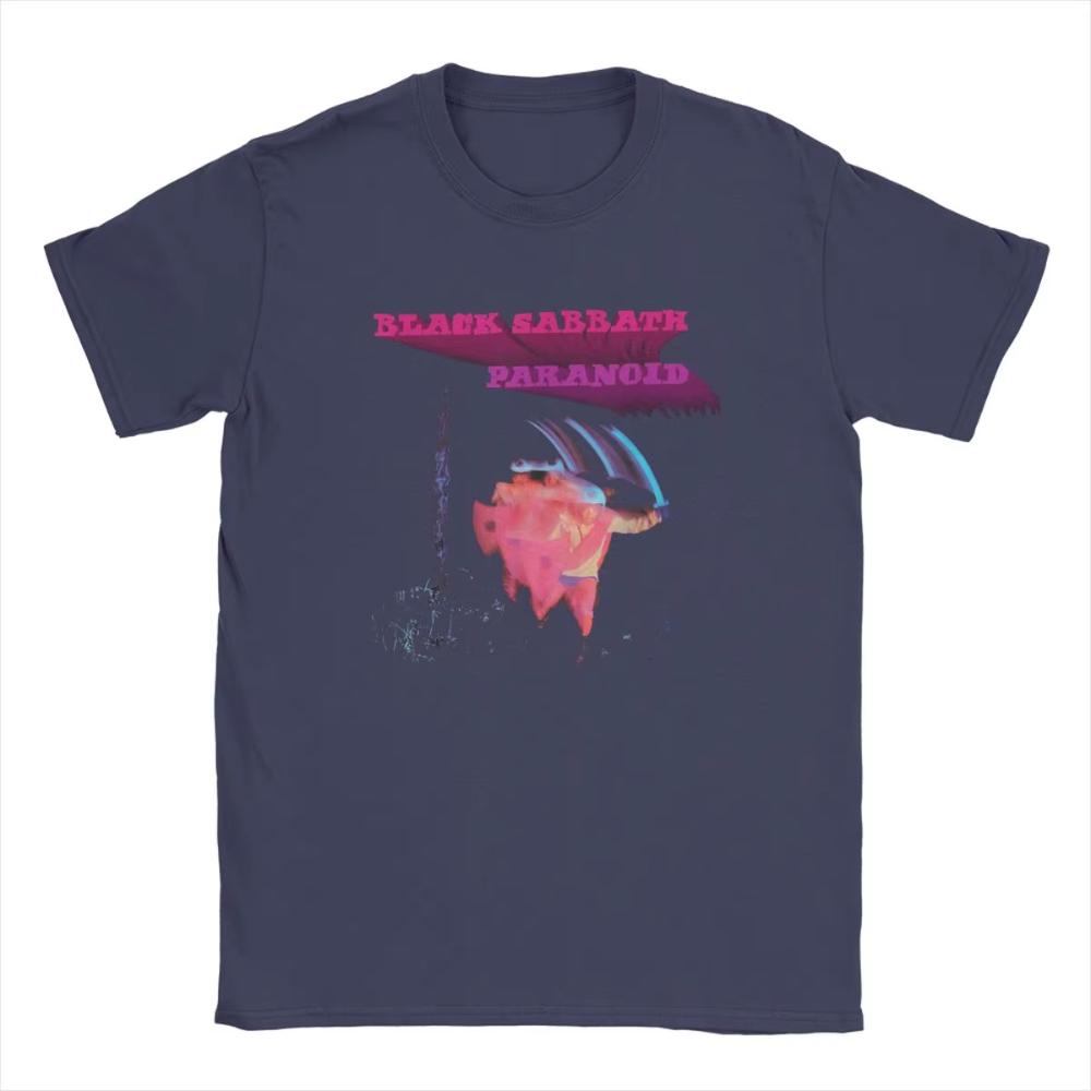 Men T-Shirts Black Official Paranoid Motion Trail Sabbathes Cotton Tee Short Sleeve British Rock Band T Shirt Crew Neck Clothing