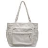 Travel Master Corduroy Shoulder Bag Casual Solid Color Multi-pocket Adjustable Strap for Daily Commute Outdoor Travel